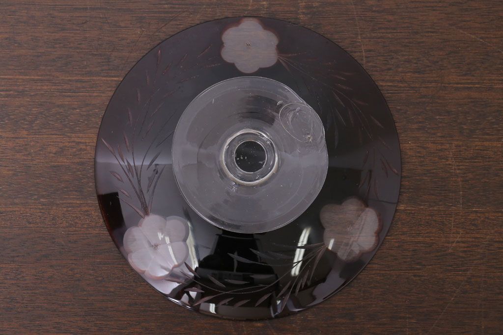 アンティーク雑貨　大正ロマン　古い切子ガラスコンポート(氷コップ)