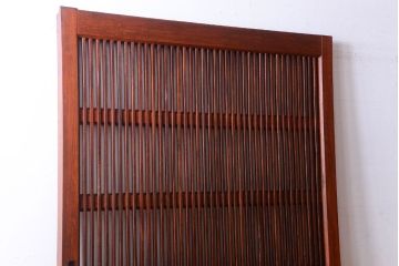 古民具・骨董　総欅　裏ガラス入りのアンティーク格子蔵戸(2)(玄関戸)