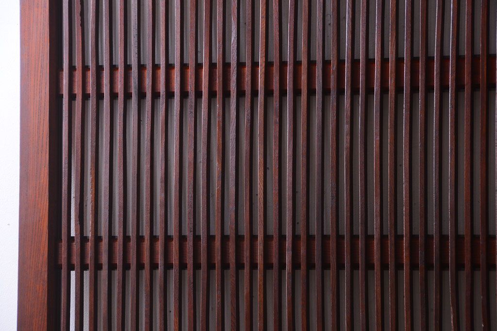 古民具・骨董　総欅　裏ガラス入りのアンティーク格子蔵戸(2)(玄関戸)