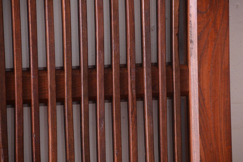 古民具・骨董　総欅　裏ガラス入りのアンティーク格子蔵戸(2)(玄関戸)