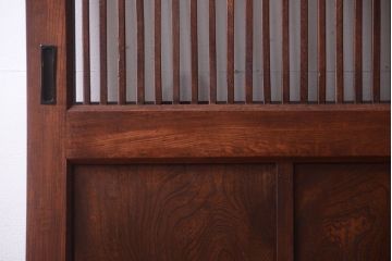 古民具・骨董　総欅　裏ガラス入りのアンティーク格子蔵戸(2)(玄関戸)