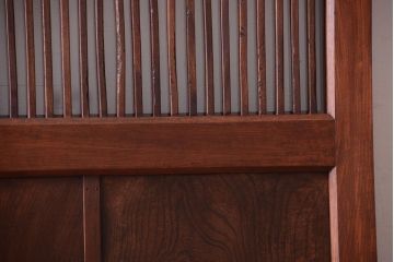 古民具・骨董　総欅　裏ガラス入りのアンティーク格子蔵戸(2)(玄関戸)