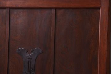 古民具・骨董　総欅　裏ガラス入りのアンティーク格子蔵戸(2)(玄関戸)