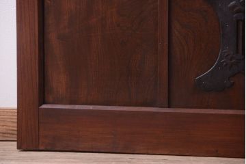 古民具・骨董　総欅　裏ガラス入りのアンティーク格子蔵戸(2)(玄関戸)