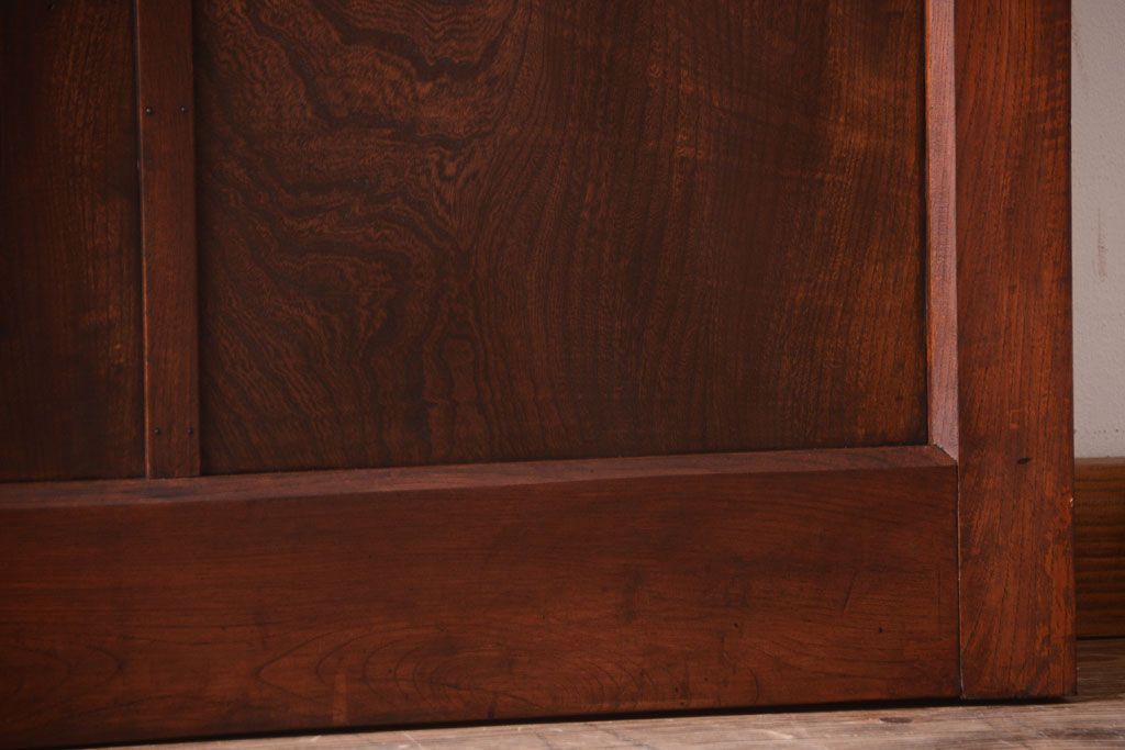 古民具・骨董　総欅　裏ガラス入りのアンティーク格子蔵戸(2)(玄関戸)