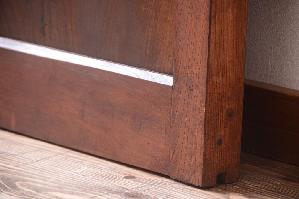 古民具・骨董　総欅　裏ガラス入りのアンティーク格子蔵戸(2)(玄関戸)