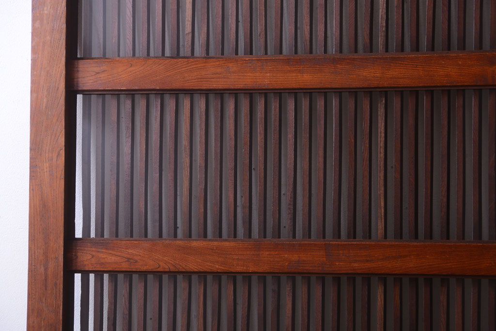 古民具・骨董　総欅　裏ガラス入りのアンティーク格子蔵戸(2)(玄関戸)