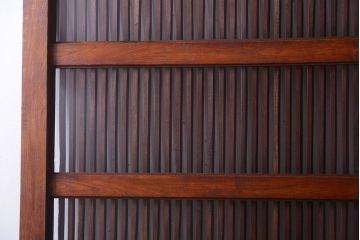 古民具・骨董　総欅　裏ガラス入りのアンティーク格子蔵戸(2)(玄関戸)