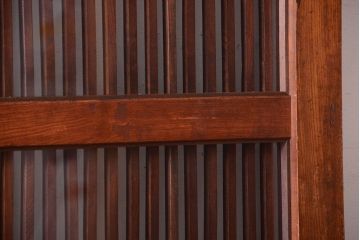 古民具・骨董　総欅　裏ガラス入りのアンティーク格子蔵戸(2)(玄関戸)