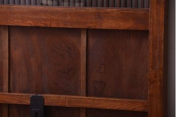 古民具・骨董　総欅　裏ガラス入りのアンティーク格子蔵戸(2)(玄関戸)