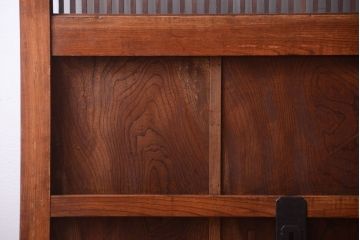 古民具・骨董　総欅　裏ガラス入りのアンティーク格子蔵戸(2)(玄関戸)