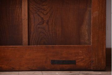 古民具・骨董　総欅　裏ガラス入りのアンティーク格子蔵戸(2)(玄関戸)