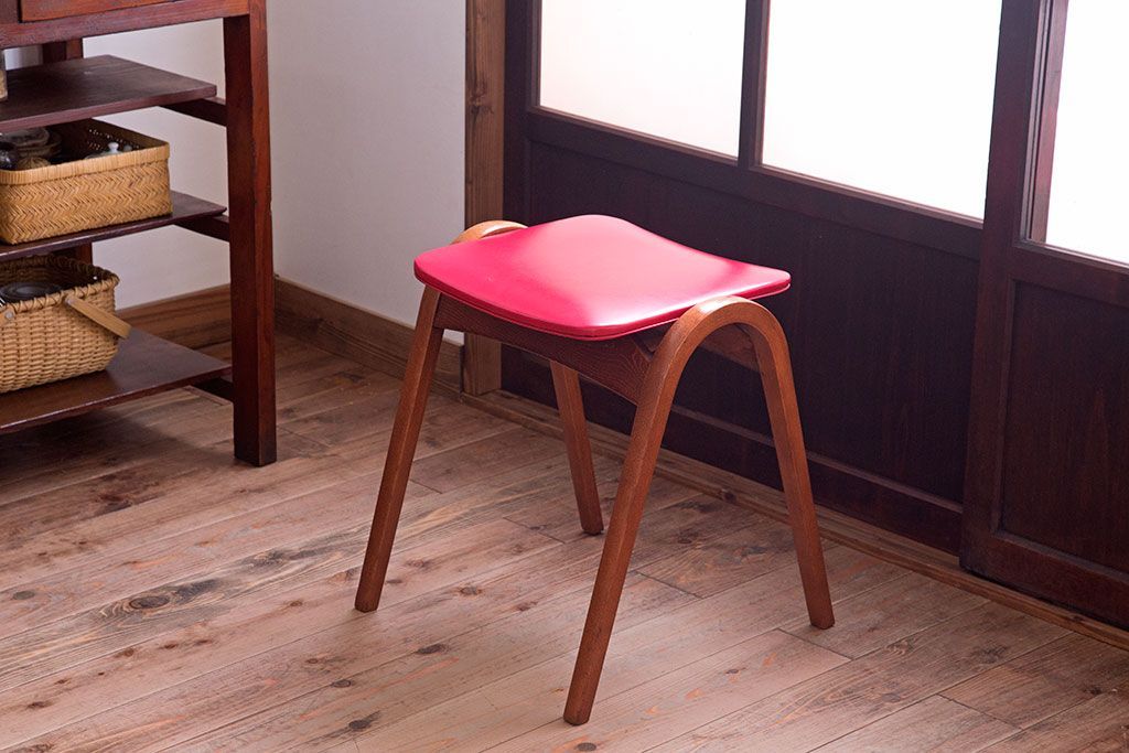 中古　秋田木工　ビンテージ　おしゃれな曲げ木スツール(3)