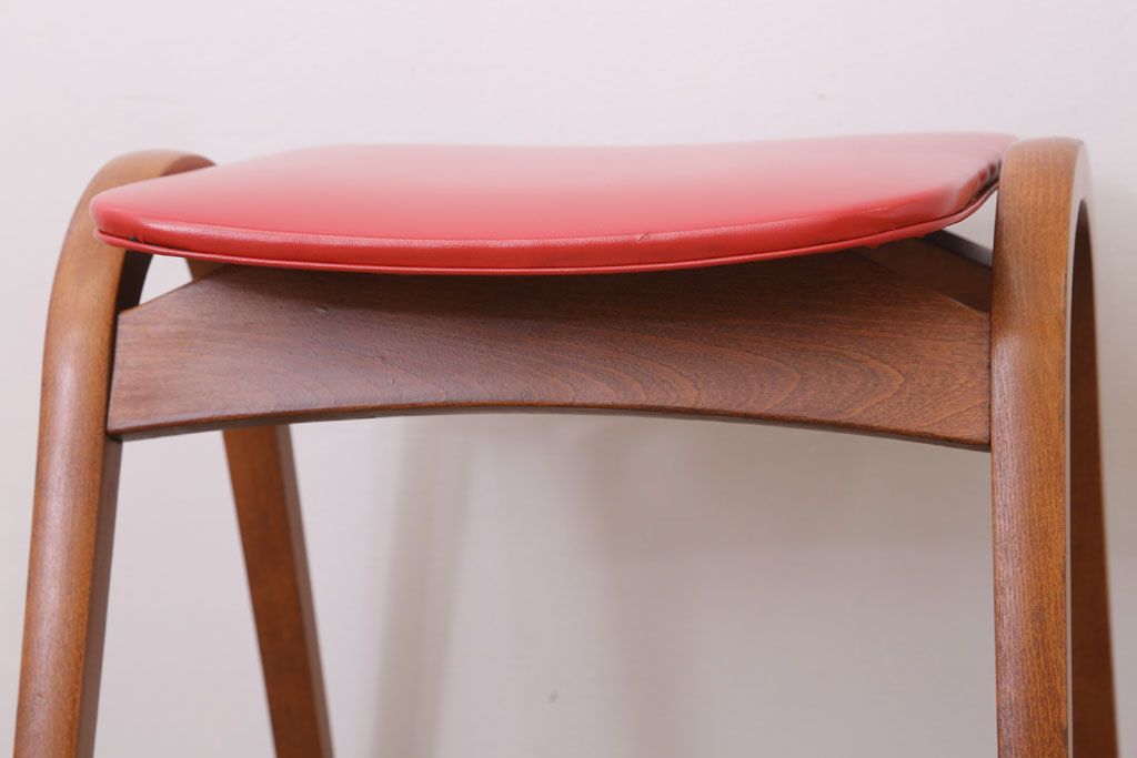 中古　秋田木工　ビンテージ　おしゃれな曲げ木スツール(3)