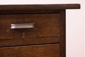 アンティーク家具　古い木製のシンプルなアンティーク片袖机(2)