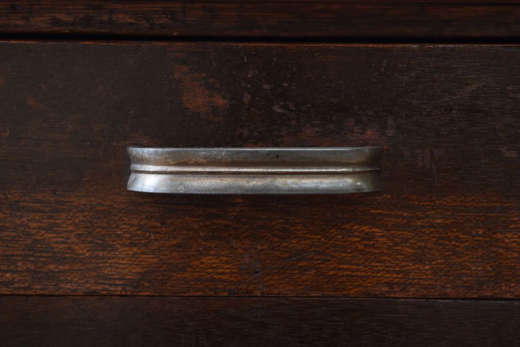 アンティーク家具　古い木製のシンプルなアンティーク片袖机(2)