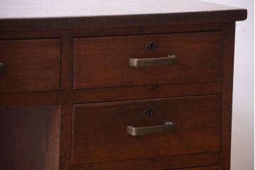 アンティーク家具　古い木製のシンプルなアンティーク片袖机