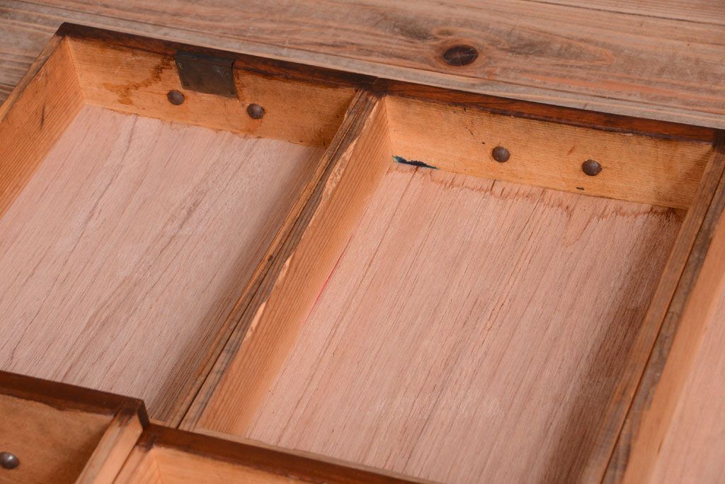 アンティーク家具　古い木製のシンプルなアンティーク片袖机