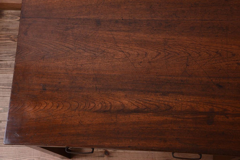 アンティーク家具　古い木製のシンプルなアンティーク片袖机