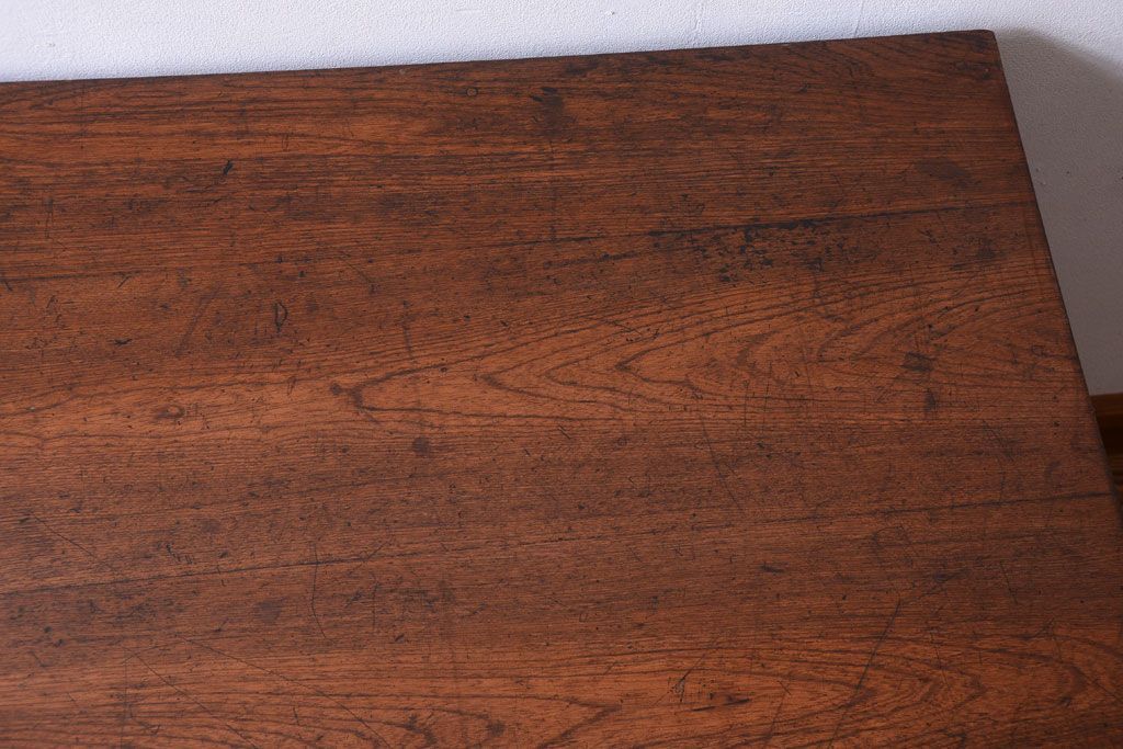 アンティーク家具　古い木製のシンプルなアンティーク片袖机