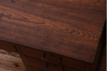 アンティーク家具　古い木製のシンプルなアンティーク片袖机