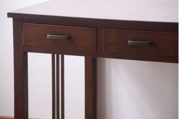 アンティーク家具　古い木製のシンプルなアンティーク片袖机