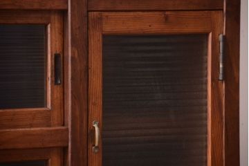 アンティーク家具　ナラ材天板のリメイク品　アンティークのカウンターテーブル(収納棚・戸棚)