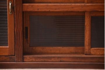 アンティーク家具　ナラ材天板のリメイク品　アンティークのカウンターテーブル(収納棚・戸棚)