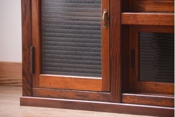 アンティーク家具　ナラ材天板のリメイク品　アンティークのカウンターテーブル(収納棚・戸棚)