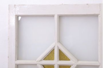 当時物色ガラス入り!大正期のペイントガラス戸2枚(窓)(1)