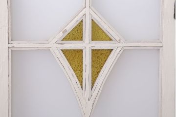 当時物色ガラス入り!大正期のペイントガラス戸2枚(窓)(1)