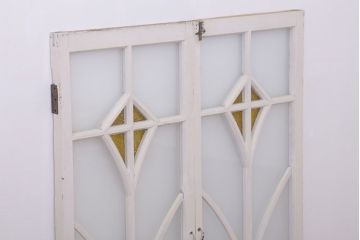 当時物色ガラス入り!大正期のペイントガラス戸2枚(窓)(2)