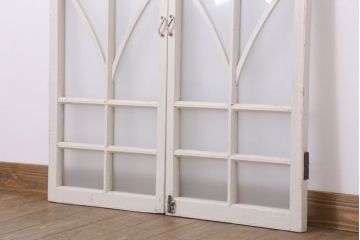 当時物色ガラス入り!大正期のペイントガラス戸2枚(窓)(2)