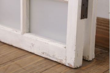 当時物色ガラス入り!大正期のペイントガラス戸2枚(窓)(3)