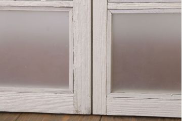 当時物色ガラス入り!大正期のペイントガラス戸2枚(窓)