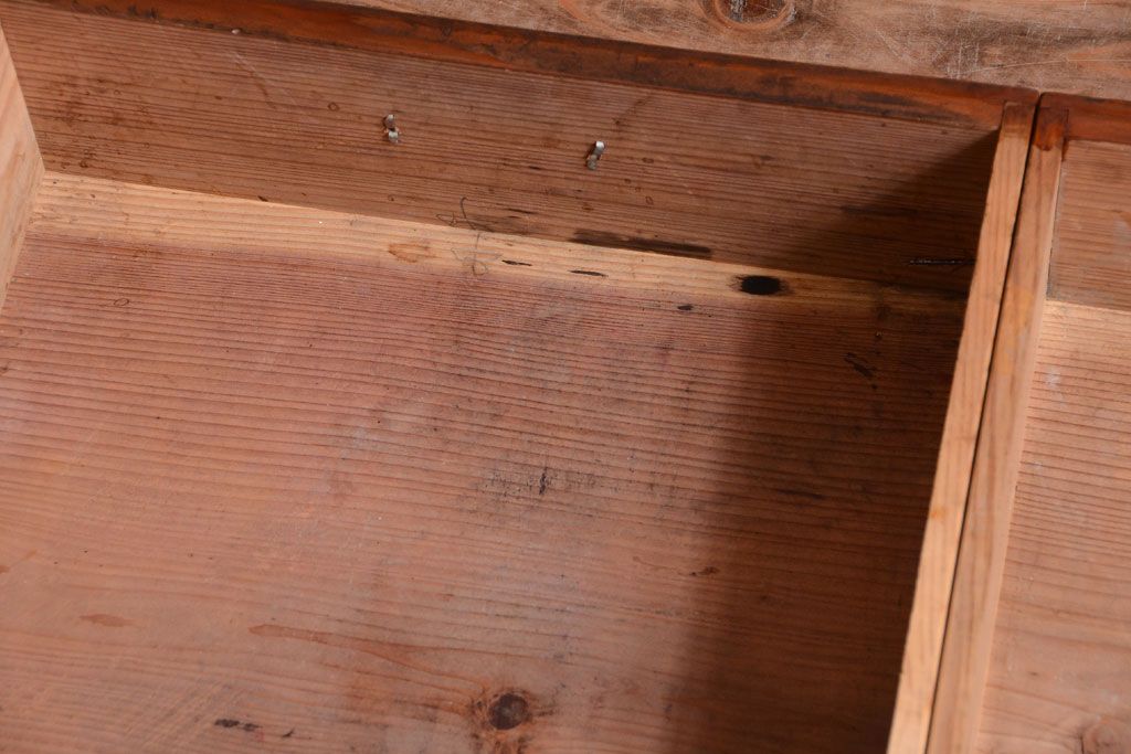 アンティーク家具　結霜ガラス!古い木製のアンティーク収納棚