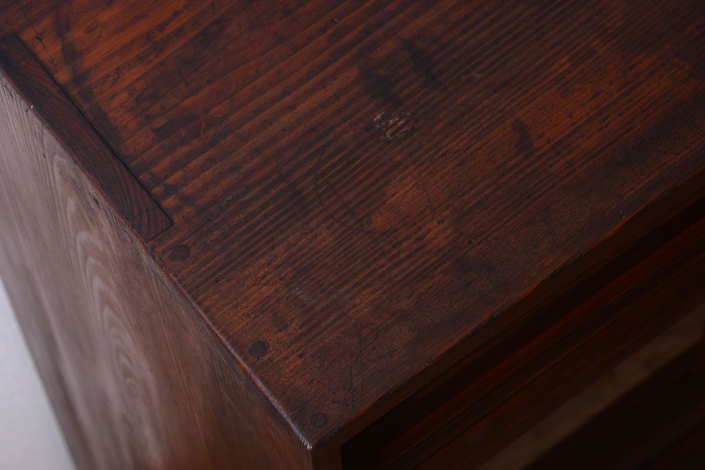 アンティーク家具　結霜ガラス!古い木製のアンティーク収納棚