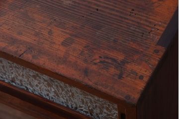 アンティーク家具　結霜ガラス!古い木製のアンティーク収納棚