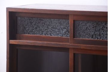 アンティーク家具　結霜ガラス!古い木製のアンティーク収納棚