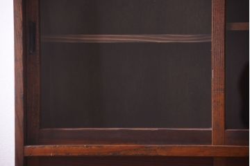 アンティーク家具　結霜ガラス!古い木製のアンティーク収納棚