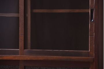 アンティーク家具　結霜ガラス!古い木製のアンティーク収納棚