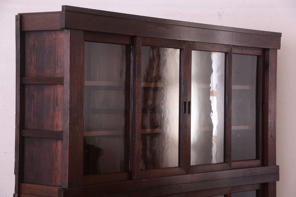 アンティーク家具　明治大正期　古民具・骨董　二段重ね関西収納棚