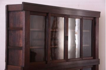 アンティーク家具　明治大正期　古民具・骨董　二段重ね関西収納棚