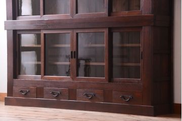 アンティーク家具　明治大正期　古民具・骨董　二段重ね関西収納棚