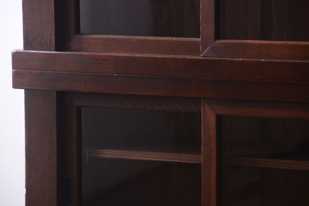 アンティーク家具　明治大正期　古民具・骨董　二段重ね関西収納棚
