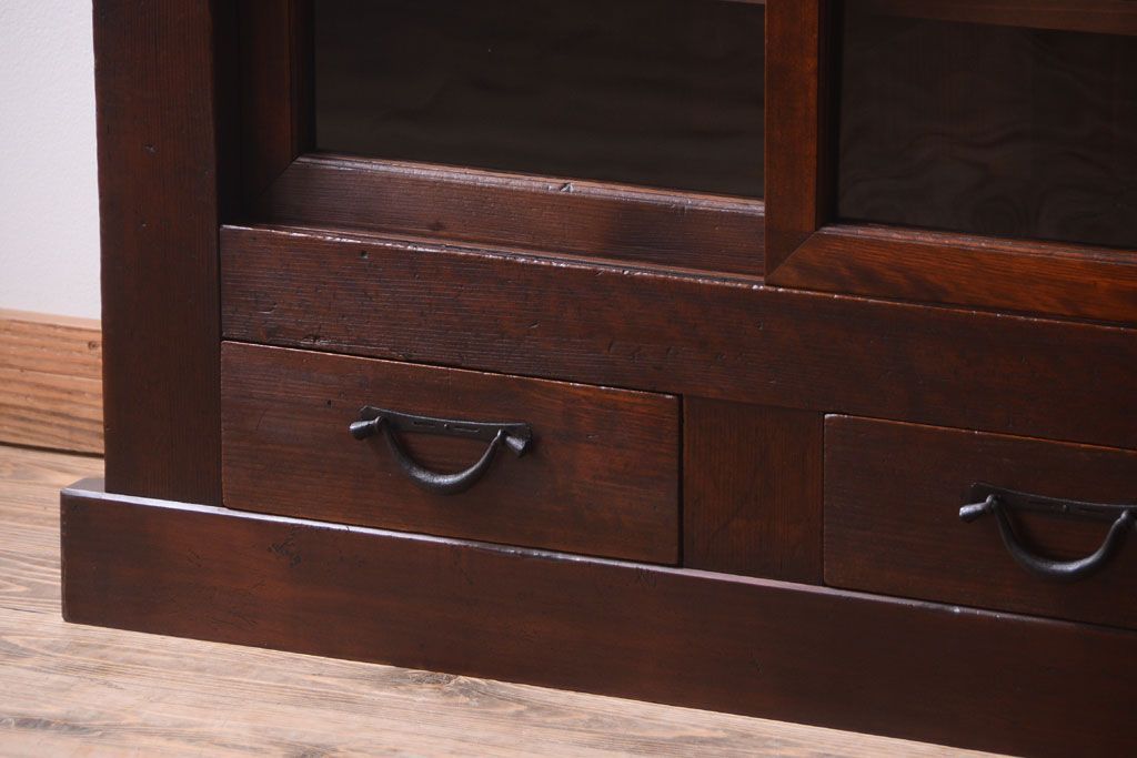 アンティーク家具　明治大正期　古民具・骨董　二段重ね関西収納棚