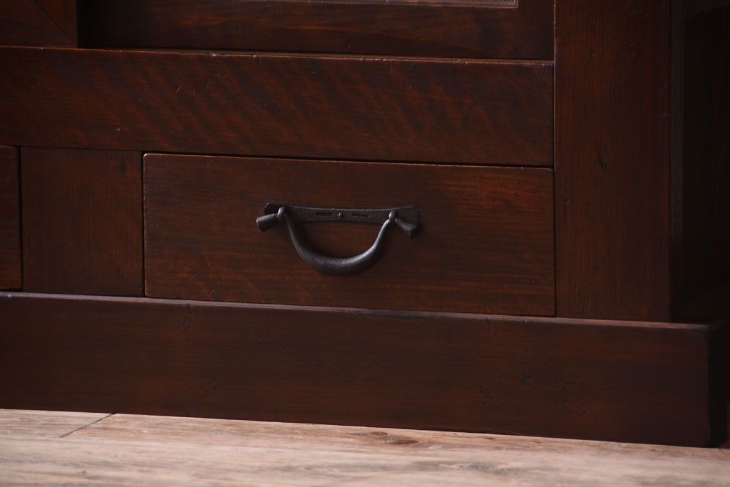 アンティーク家具　明治大正期　古民具・骨董　二段重ね関西収納棚