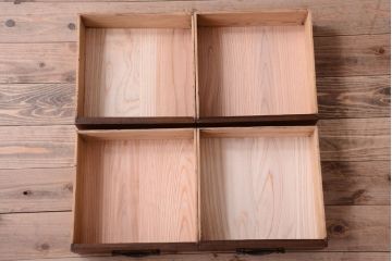 アンティーク家具　明治大正期　古民具・骨董　二段重ね関西収納棚