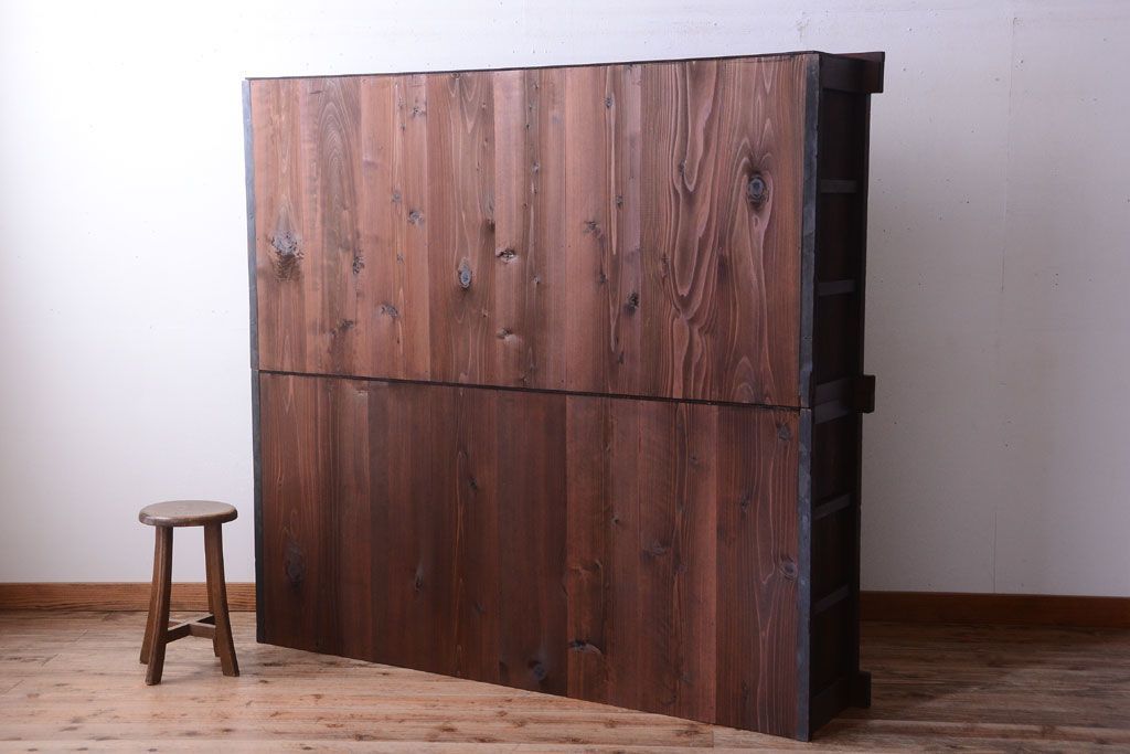 アンティーク家具　明治大正期　古民具・骨董　二段重ね関西収納棚