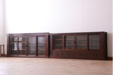 アンティーク家具　明治大正期　古民具・骨董　二段重ね関西収納棚